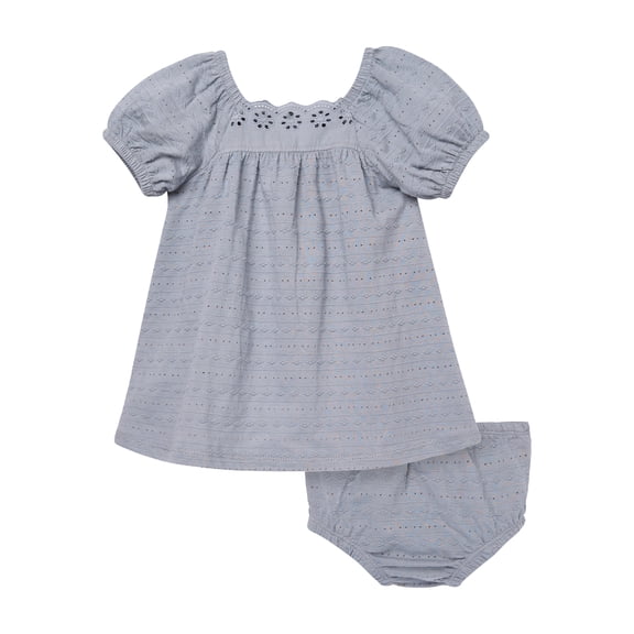 Modern Moments by Gerber Baby Girl Puff Sleeve Dress and Diaper Cover, 2-Piece, Sizes 0/3 Months - 24 Months