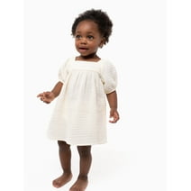 Modern Moments by Gerber Baby Girl Puff Sleeve Dress and Diaper Cover, Sizes 0/3 Months - 24 Months