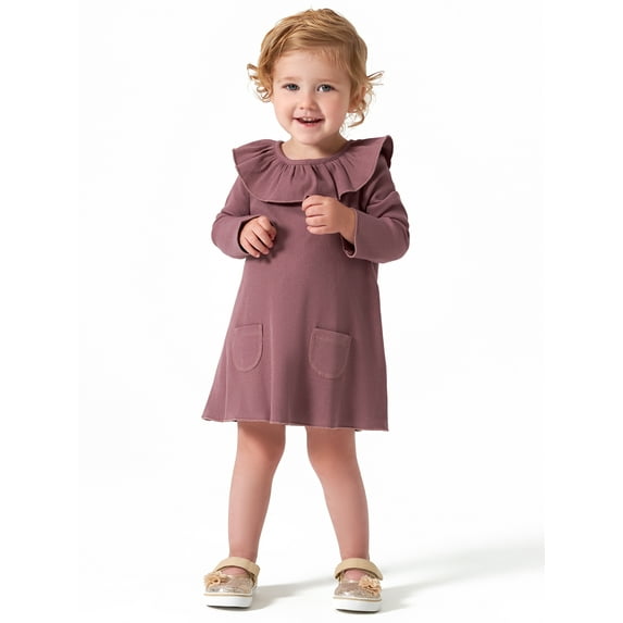 Modern Moments by Gerber Baby Girl Ribbed Long Sleeve Dress & Diaper Cover Outfit Set, 2 Piece, Sizes 0/3-24 Months