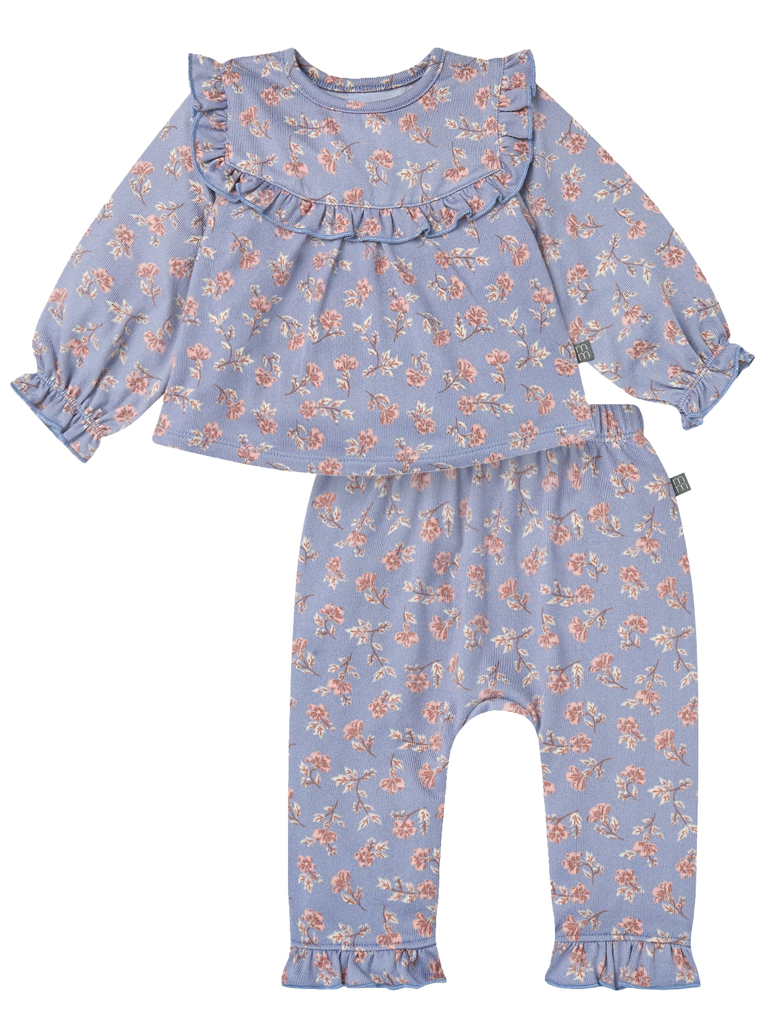 Modern Moments by Gerber Baby Girl Ruffle Bib Top and Pant Outfit Set, 2-Piece, Sizes 0/3 Months - 24 Months
