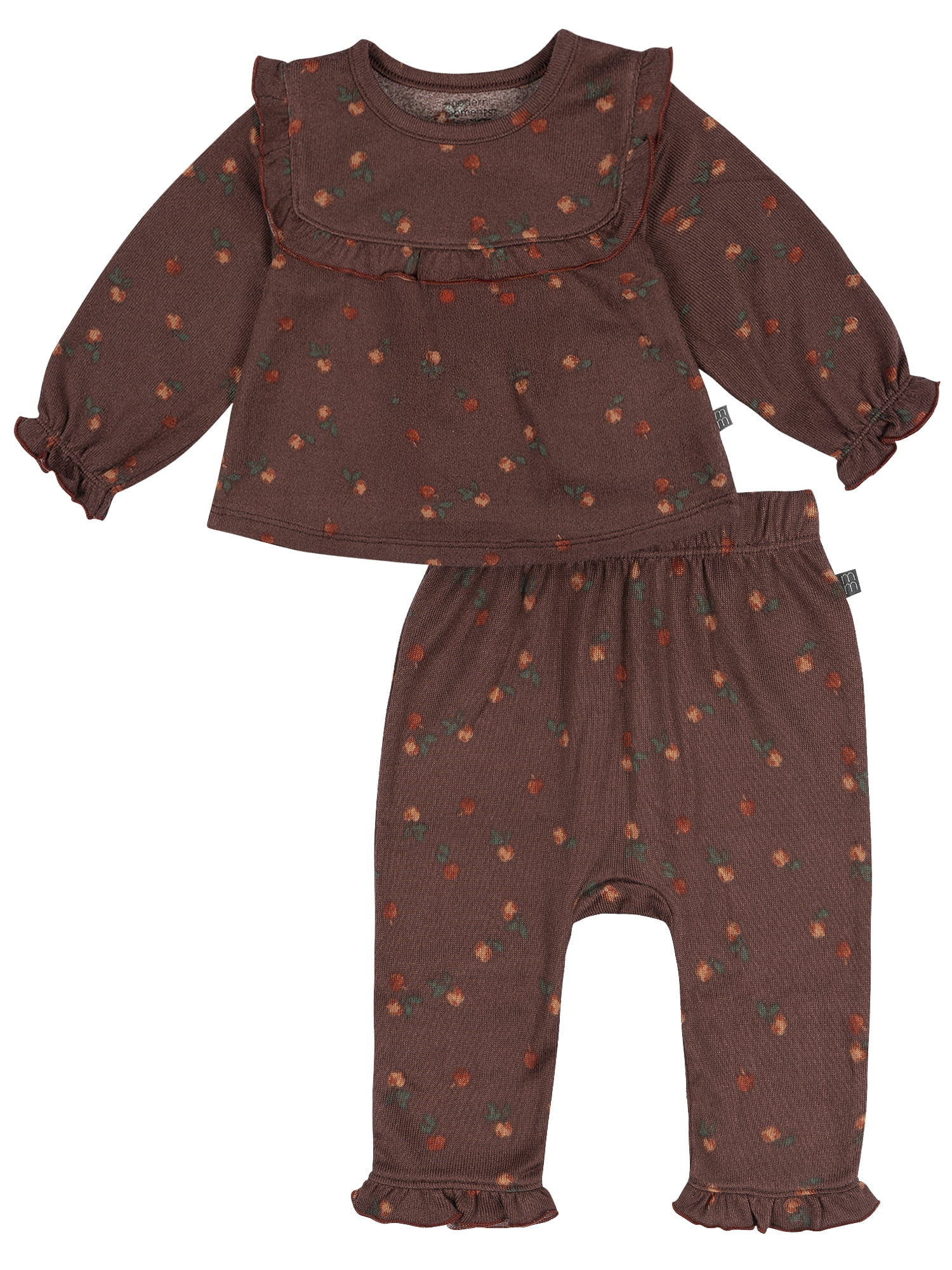 Modern Moments by Gerber Baby Girl Ruffle Bib Top and Pant Outfit Set, 2-Piece, Sizes 0/3 Months - 24 Months