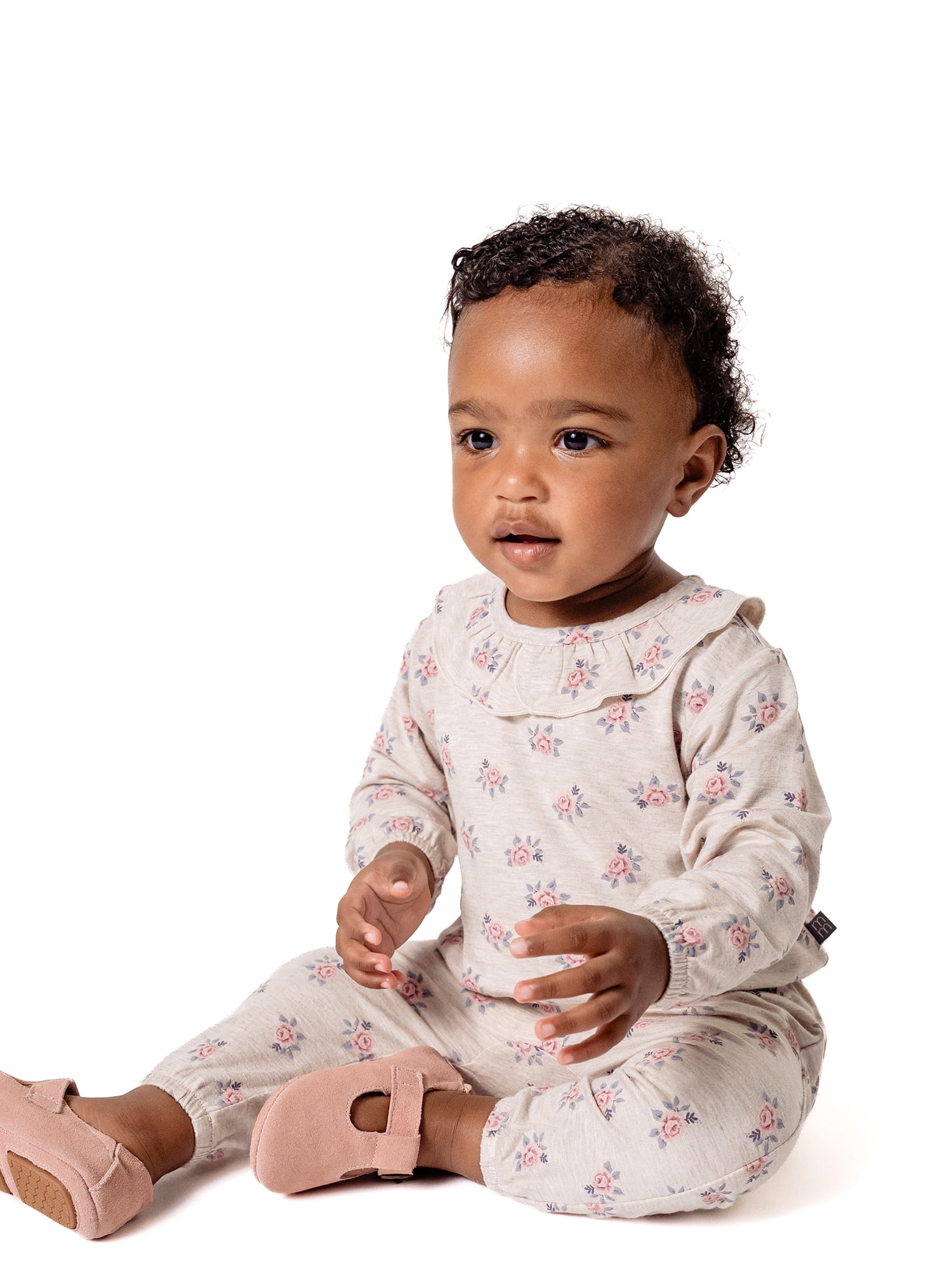 Modern Moments by Gerber Baby Girl Ruffle Collar Top and Pant Outfit Set, 2-Piece, Sizes 0/3 Months - 24 Months