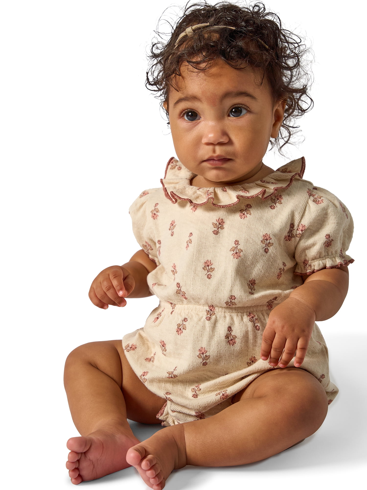Modern Moments Baby Girl Ruffled Bubble Romper, Cotton, Sizes 0/3-24 ...