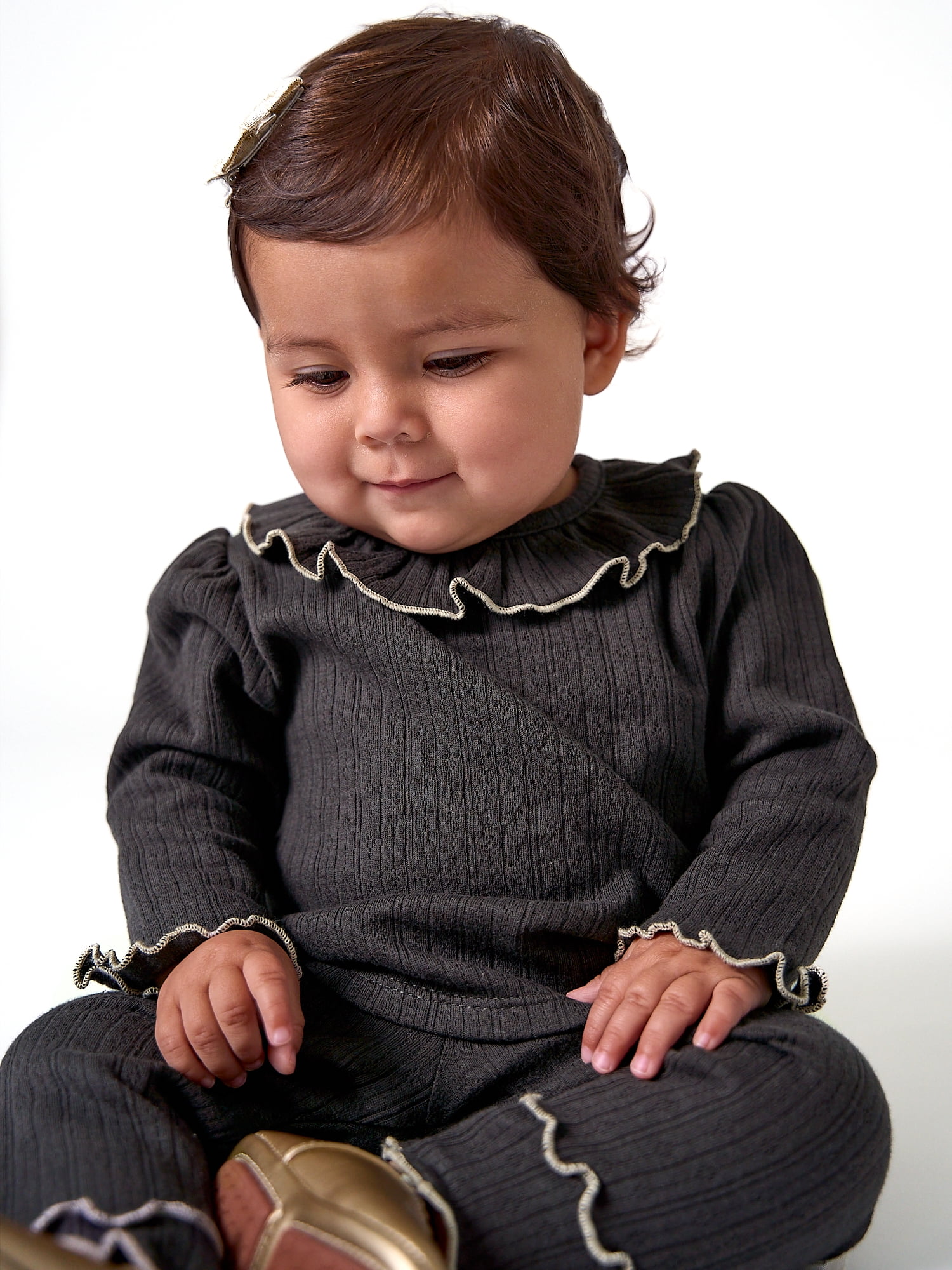 Modern Moments by Gerber Baby Girl Ruffled Top and Legging Outfit Set, 2-Piece, Sizes 0/3 Months - 24 Months