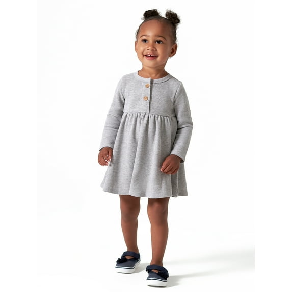 Modern Moments by Gerber Baby Girl Waffle Long Sleeve Dress & Diaper Cover Outfit Set, 2 Piece, Sizes 0/3-24 Months