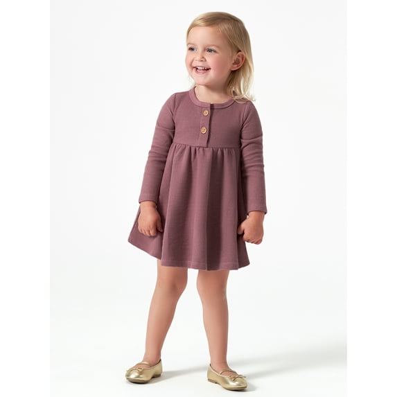 Modern Moments by Gerber Baby Girl Waffle Long Sleeve Dress & Diaper Cover Outfit Set, 2 Piece, Sizes 0/3-24 Months