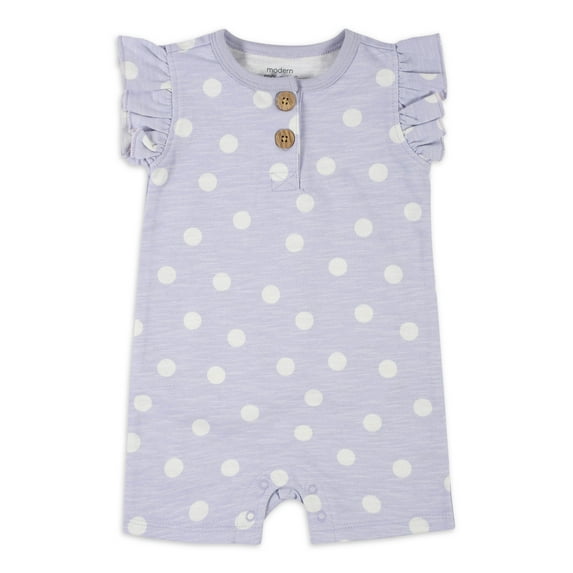 Modern Moments by Gerber Baby Girls Flutter Sleeve Romper, (0-3 Months - 24 Months)