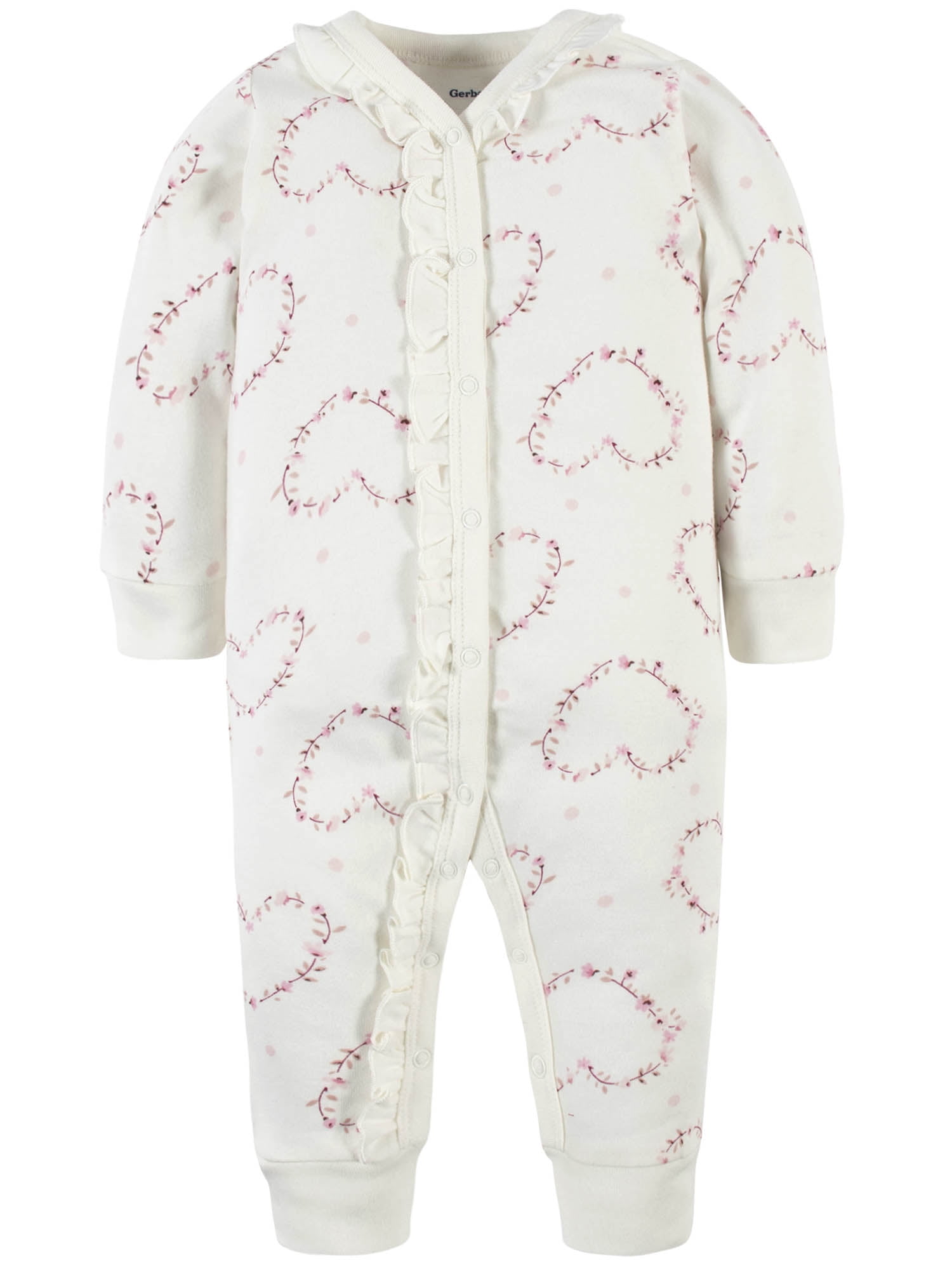 Modern Moments by Gerber Baby Girls Mitten Cuff Coverall, (NB 0/3M