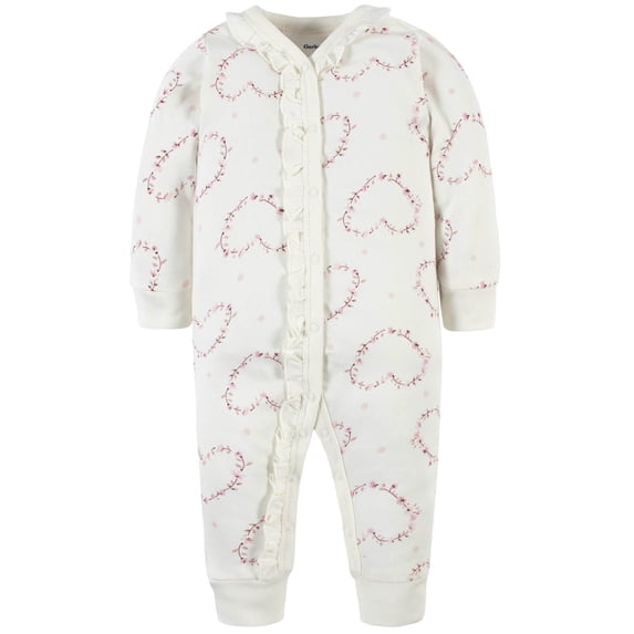 Modern Moments by Gerber Baby Girls Mitten Cuff Coverall, (NB - 0/3M)
