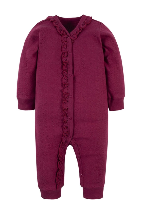 by Gerber Baby Girls Mitten Cuff Coverall, (NB - 0/3M)