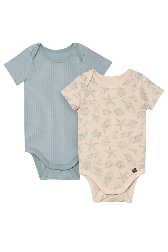 by Gerber Baby Neutral Super Soft Viscose Short Sleeve Bodysuits, 2-Pack, Sizes Newborn 12 Months