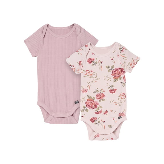 Modern Moments by Gerber Baby Neutral Super Soft Viscose Short Sleeve Bodysuits, 2-Pack, Sizes Newborn 12 Months