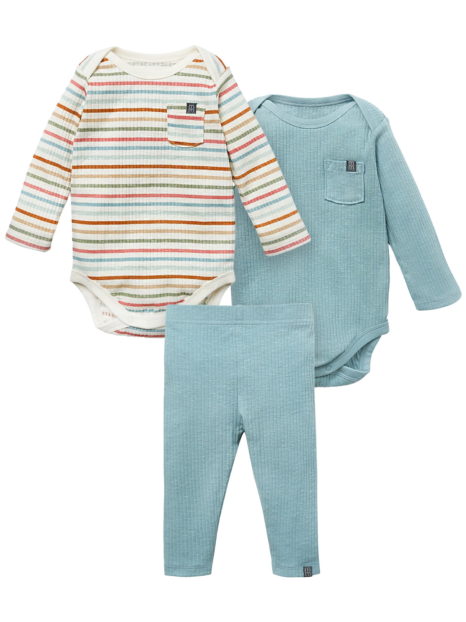 by Gerber Baby Neutral Bodysuits and Legging Organic Outfit Set, 3-Piece, Sizes 0/3 Months - 24 Months