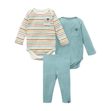 Modern Moments by Gerber Baby Neutral Bodysuits and Legging Organic Outfit Set, 3-Piece, Sizes 0/3 Months - 24 Months