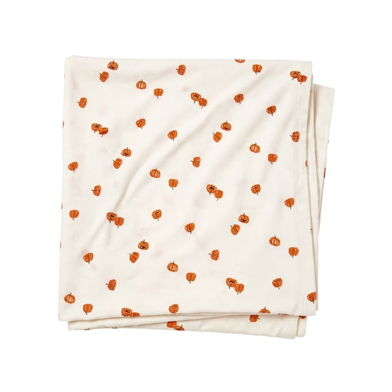 Modern Moments by Gerber Baby Neutral Halloween Swaddles, One Size, Oatmilk Pumpkins