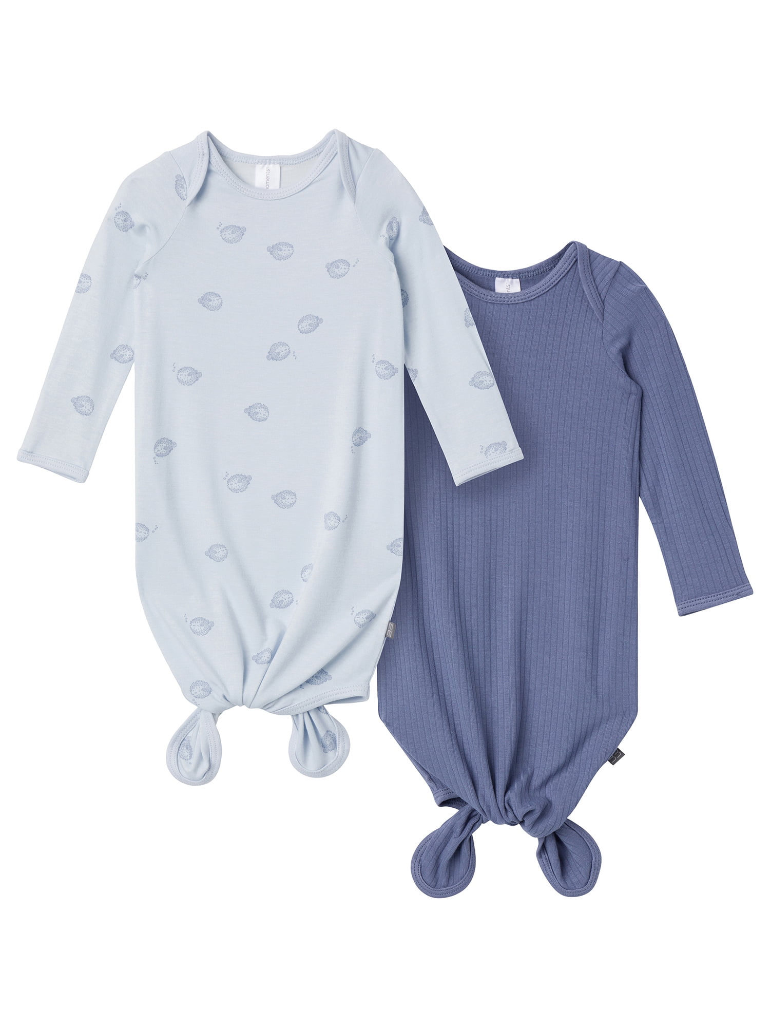 Modern Moments by Gerber Baby Neutral Viscose Knotted Gown With Mittens, 2-Pack, Newborn - 0/3 Months