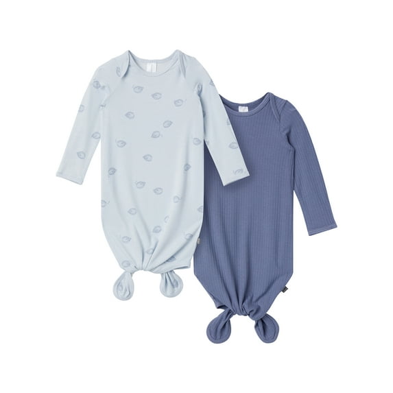 Modern Moments by Gerber Baby Neutral Viscose Knotted Gown With Mittens, 2-Pack, Newborn - 0/3 Months