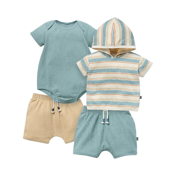 Modern Moments by Gerber Baby Neutral Organic 4-Piece Outfit Set, Sizes 0/3 Months - 24 Months