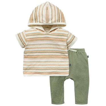 Modern Moments by Gerber Baby Neutral Organic Hooded Top and Jogger Outfit Set, 2-Piece, Sizes 0/3 Months - 24 Months