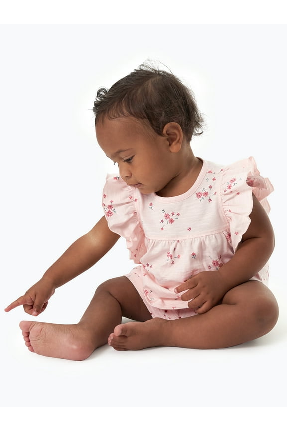 by Gerber Baby Neutral Organic Ruffled Sleeve Top, Sizes 0/3 Months - 24 Months