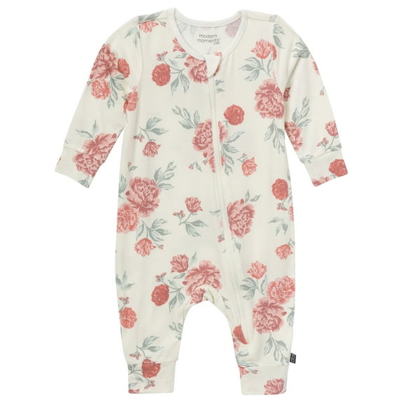 Modern Moments by Gerber Baby Neutral Super Soft Viscose Long Sleeve Coverall, Sizes Newborn - 12 Months