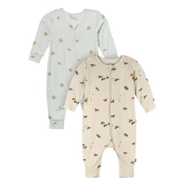 Modern Moments by Gerber Baby Neutral Super Soft 2-Pack Coveralls, Sizes Newborn - 12 Months