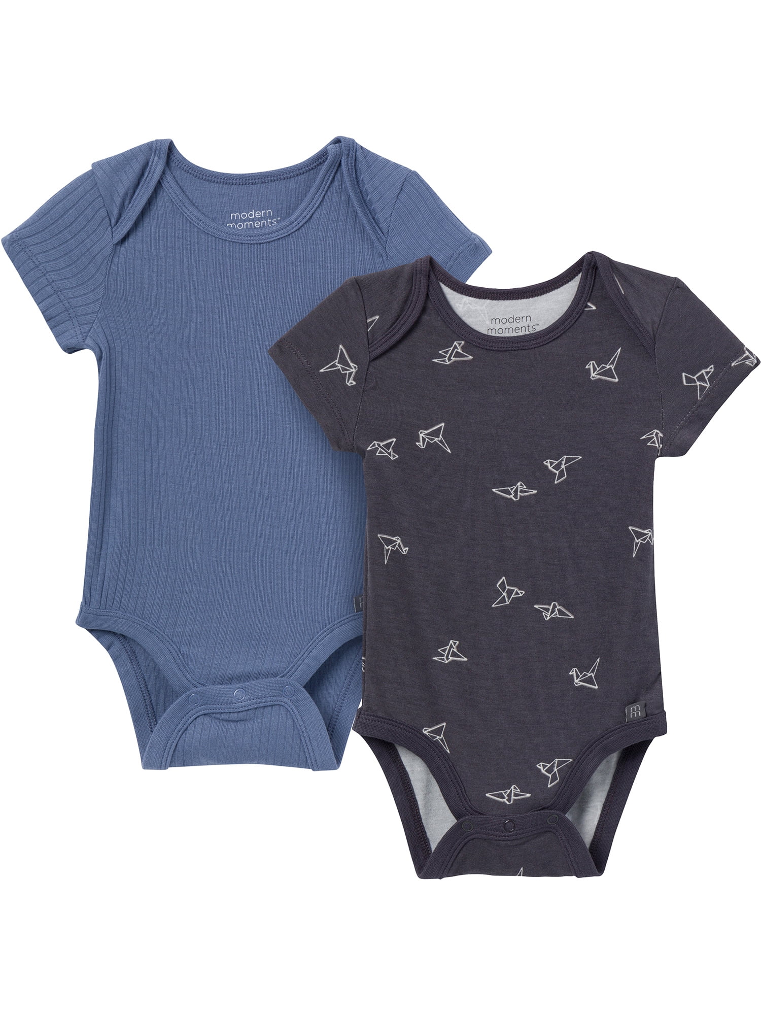 Modern Moments by Gerber Baby Neutral Super Soft Viscose Short Sleeve Bodysuits, 2-Pack, Sizes 0M-12M