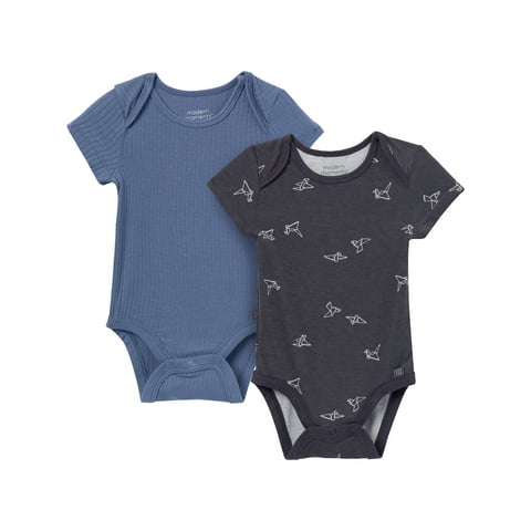 Modern Moments by Gerber Baby Neutral Super Soft Viscose Short Sleeve Bodysuits, 2-Pack, Sizes 0M-12M
