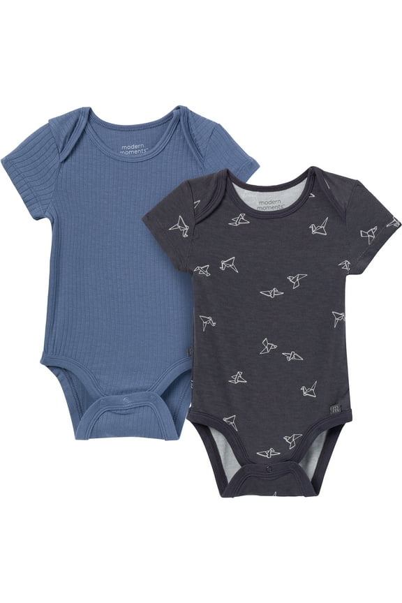 by Gerber Baby Neutral Super Soft Viscose Short Sleeve Bodysuits, 2-Pack, Sizes 0M-12M