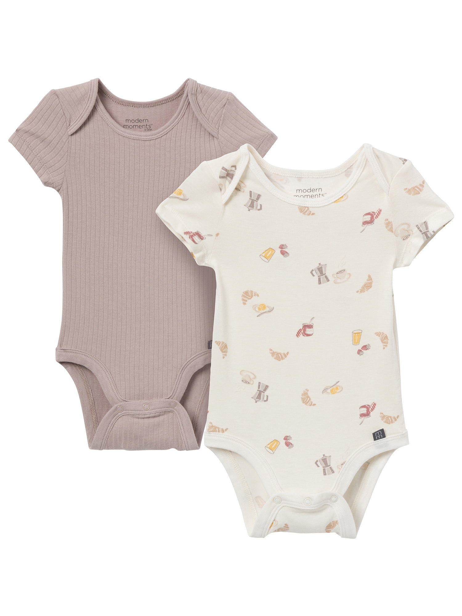 Modern Moments by Gerber Baby Neutral Super Soft Viscose Short Sleeve Bodysuits, 2-Pack, Sizes 0M-12M