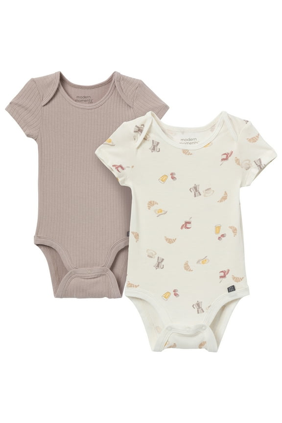 by Gerber Baby Neutral Super Soft Viscose Short Sleeve Bodysuits, 2-Pack, Sizes 0M-12M