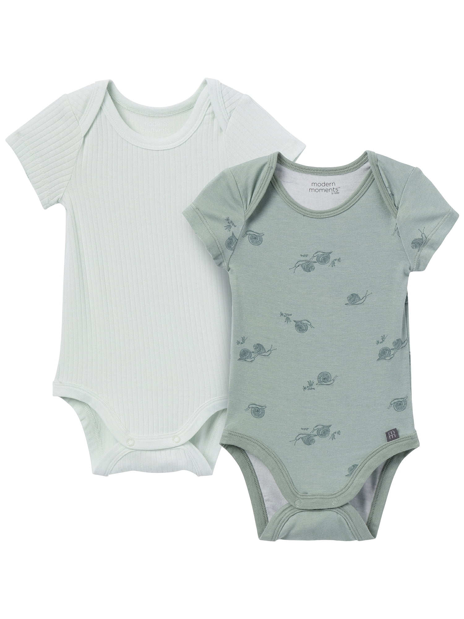 Modern Moments by Gerber Baby Neutral Super Soft Viscose Short Sleeve Bodysuits, 2-Pack, Sizes 0M-12M