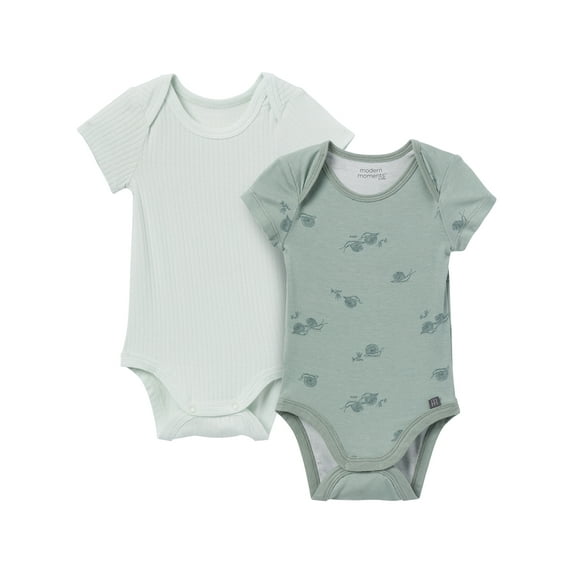 Modern Moments by Gerber Baby Neutral Super Soft Viscose Short Sleeve Bodysuits, 2-Pack, Sizes 0M-12M