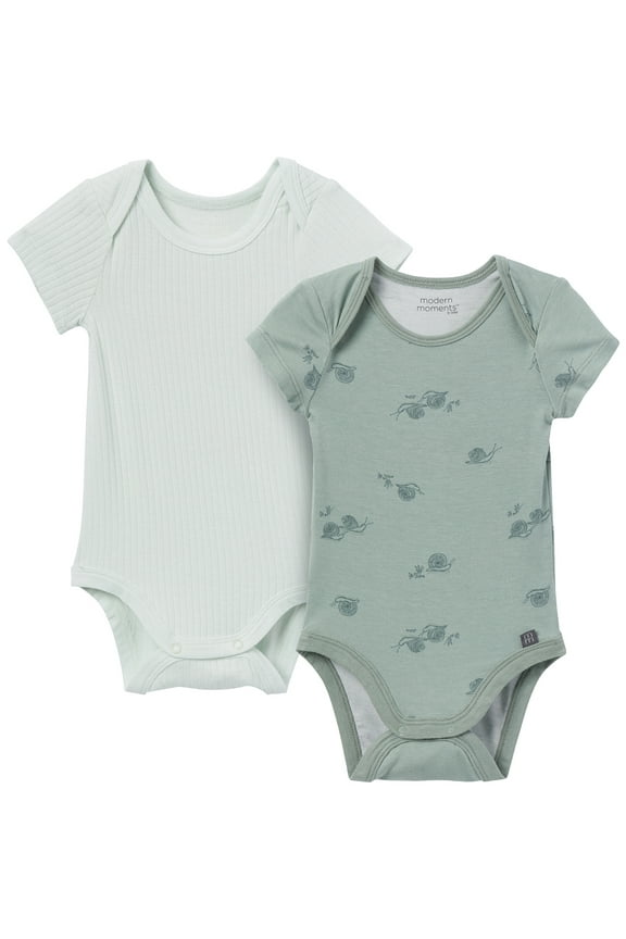 by Gerber Baby Neutral Super Soft Viscose Short Sleeve Bodysuits, 2-Pack, Sizes 0M-12M