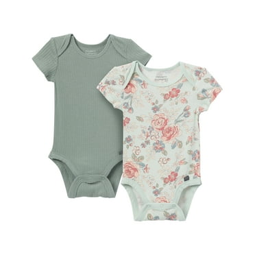 Modern Moments by Gerber Baby Neutral Super Soft 2-Pack Short Sleeve Bodysuits, Sizes Newborn - 12 Months