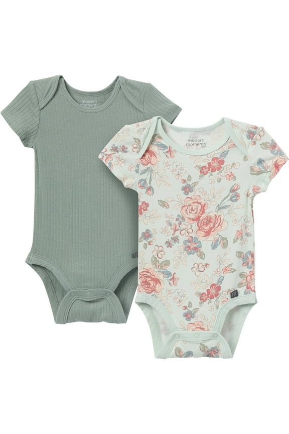 by Gerber Baby Neutral Super Soft Viscose Short Sleeve Bodysuits, 2-Pack, Sizes 0M-12M