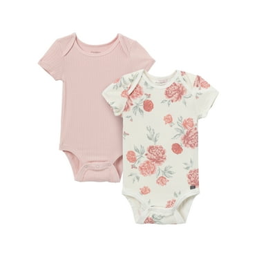 Modern Moments by Gerber Baby Neutral Super Soft 2-Pack Short Sleeve Bodysuits, Sizes Newborn - 12 Months