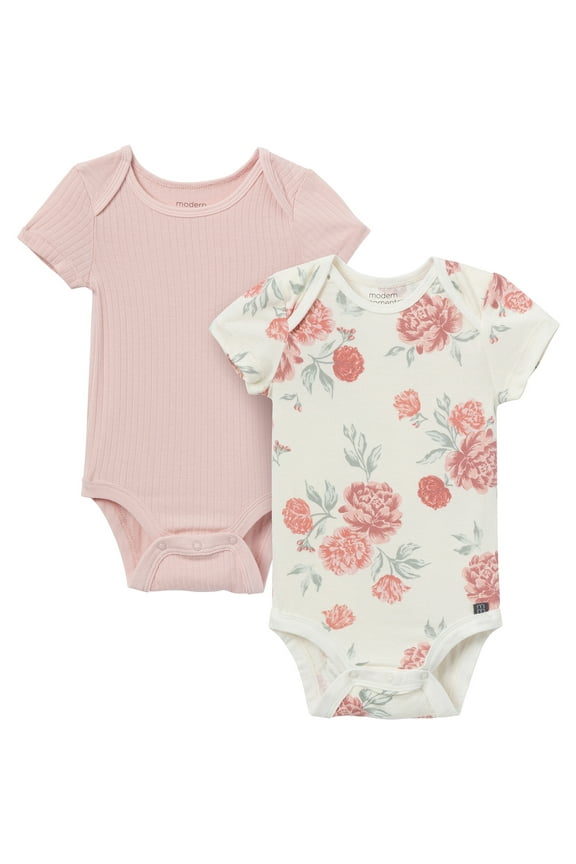 by Gerber Baby Neutral Super Soft Viscose Short Sleeve Bodysuits, 2-Pack, Sizes 0M-12M