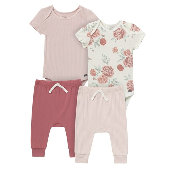Modern Moments by Gerber Baby Neutral Super Soft Viscose Outfit Set, 4-Piece, Sizes Newborn - 12 Months