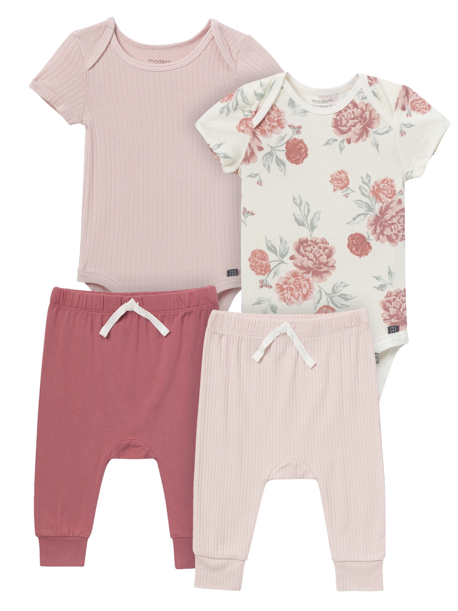 Mommy & Newborn Matching Outfit Set - 4 Piece Nursing Robe, Socks, Swaddle & Baby Hat