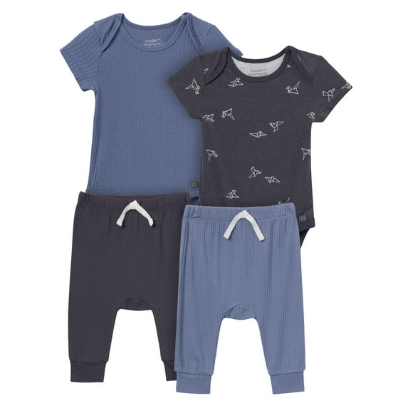 Modern Moments by Gerber Baby Neutral Super Soft Viscose Outfit Set, 4-Piece, Sizes Newborn - 12 Months