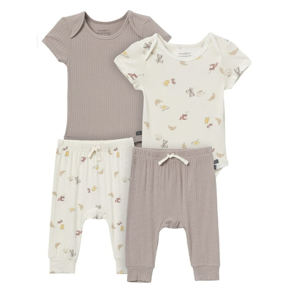 Modern Moments by Gerber Baby Neutral Super Soft Viscose Outfit Set, 4-Piece, Sizes Newborn - 12 Months