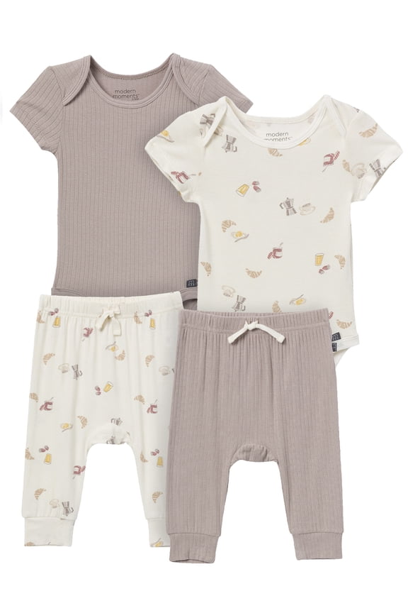by Gerber Baby Neutral Super Soft Viscose Outfit Set, 4-Piece, Sizes Newborn - 12 Months