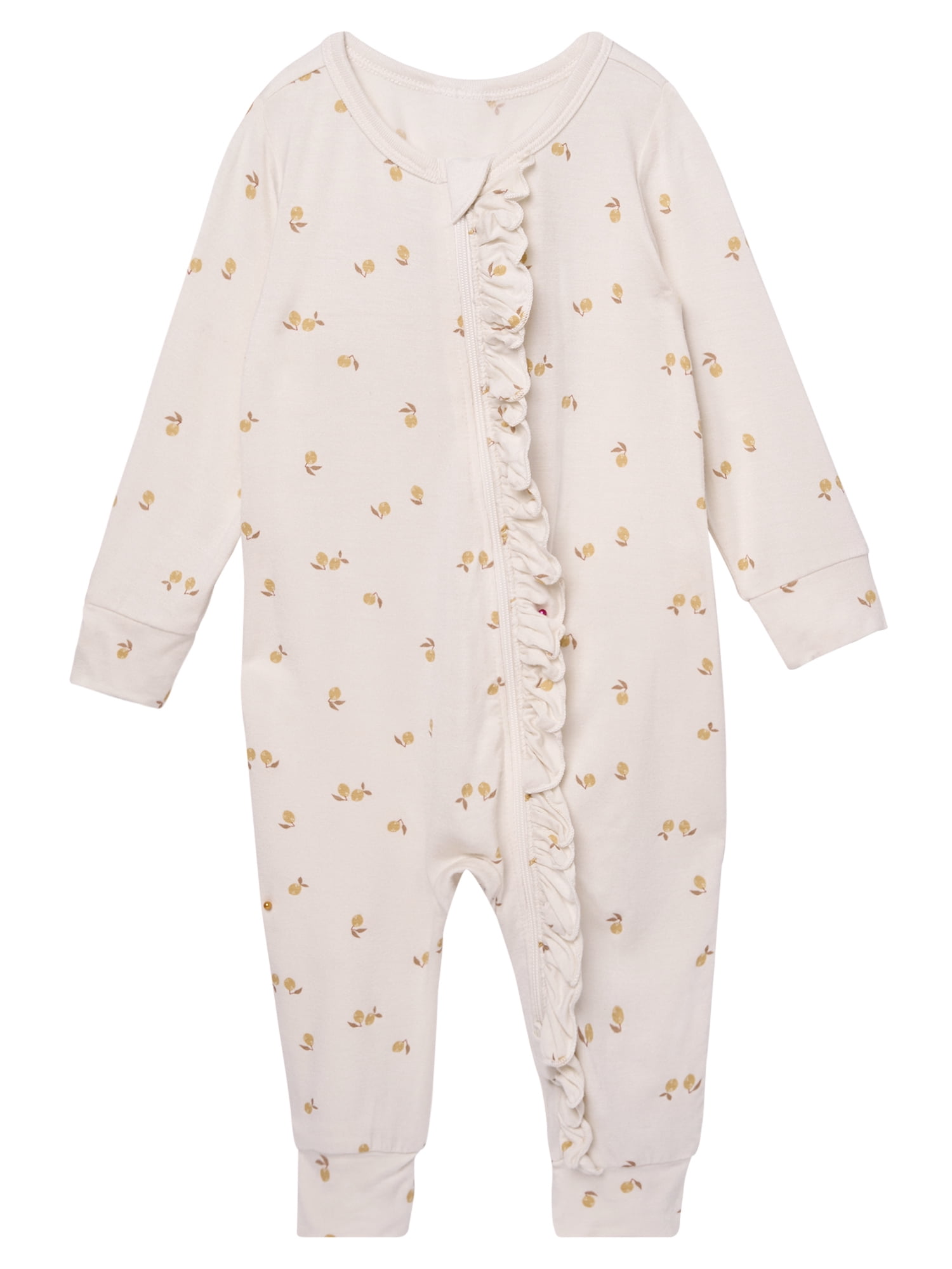 Modern Moments by Gerber Baby Neutral Super Soft Viscose Ruffled Coverall, Sizes Newborn - 12 Months