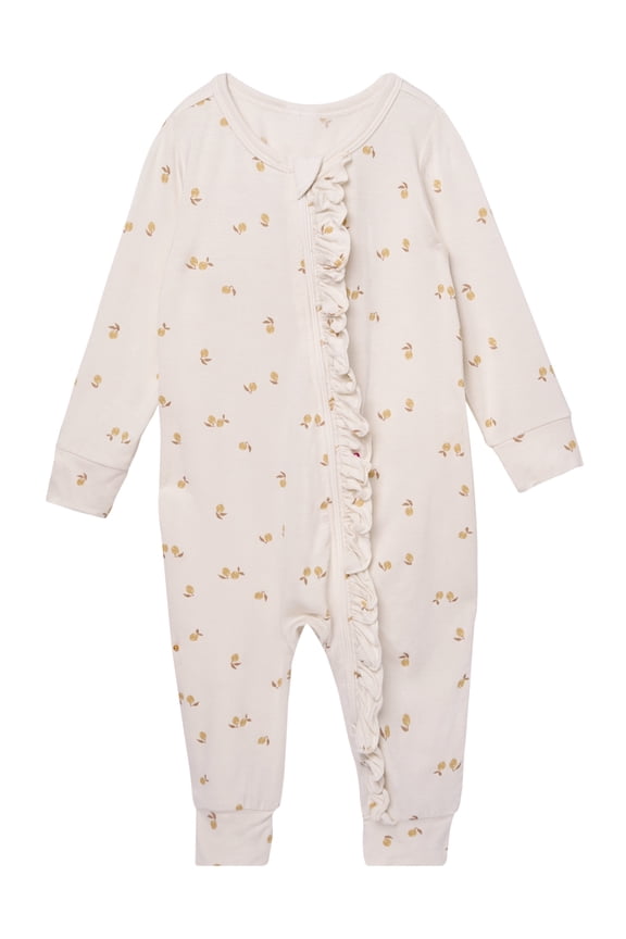 by Gerber Baby Neutral Super Soft Viscose Ruffled Coverall, Sizes Newborn - 12 Months