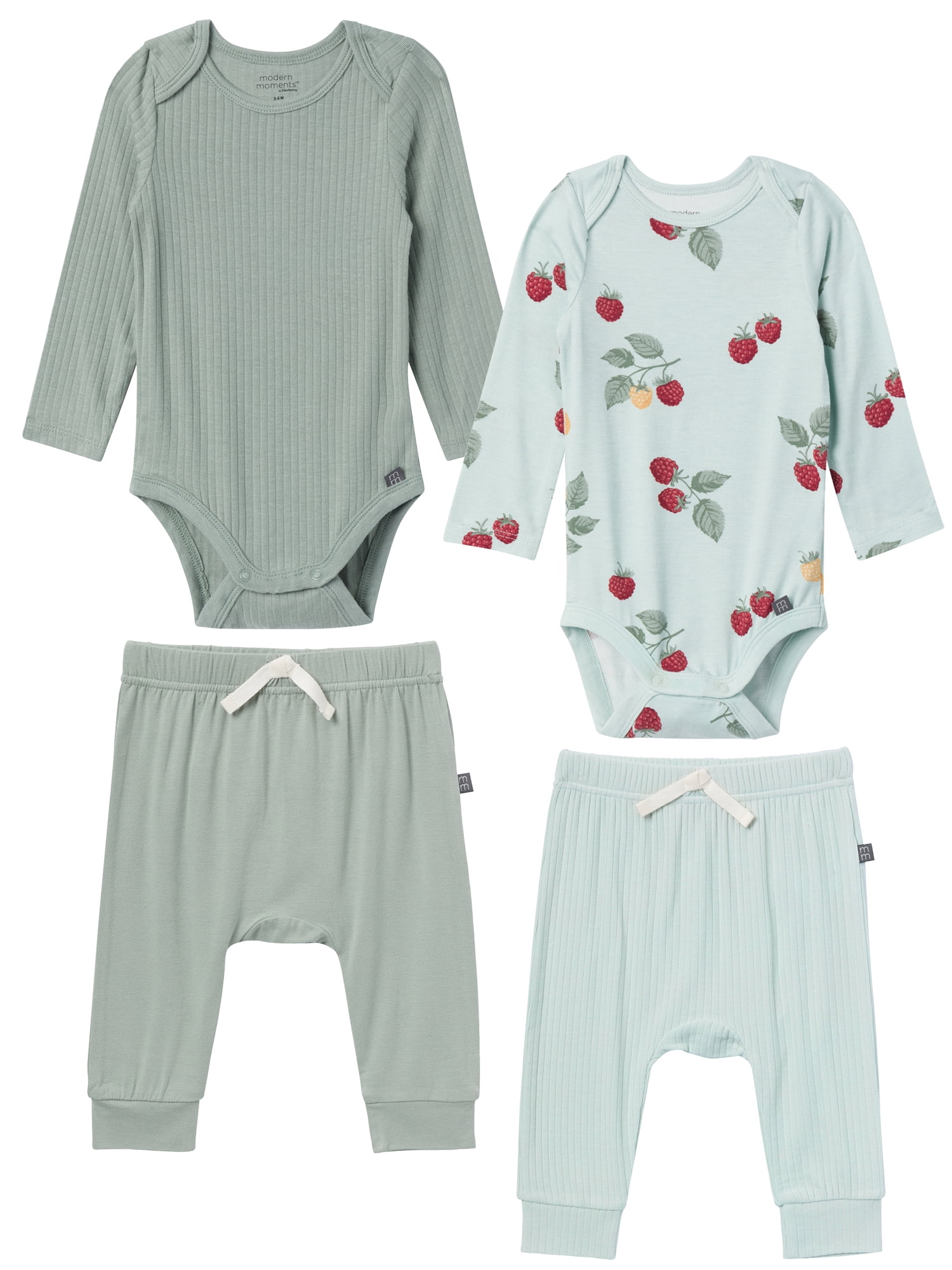 Modern Moments by Gerber Baby Neutral Super Soft Viscose Outfit Set, 4-Piece, Sizes Newborn - 12 Months