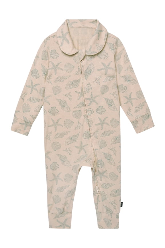 by Gerber Baby Neutral Super Soft Viscose Peter Pan Collar Coverall, Sizes Newborn - 12 Months