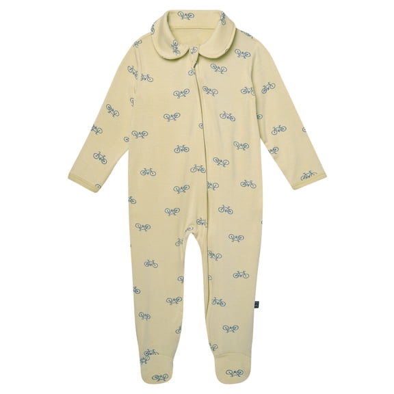 Modern Moments by Gerber Baby Boy Viscose Peter Pan Collar Two-Way Zip Sleep ´N Play Footed Pajamas, Sizes Newborn - 6/9 Months