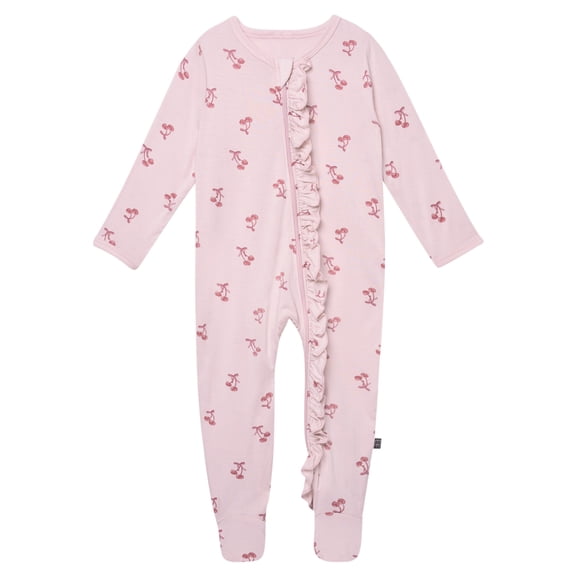 Modern Moments by Gerber Baby Neutral Viscose Two-Way Zip Ruffle Sleep ´N Play Footed Pajamas, Sizes Newborn - 6/9 Months