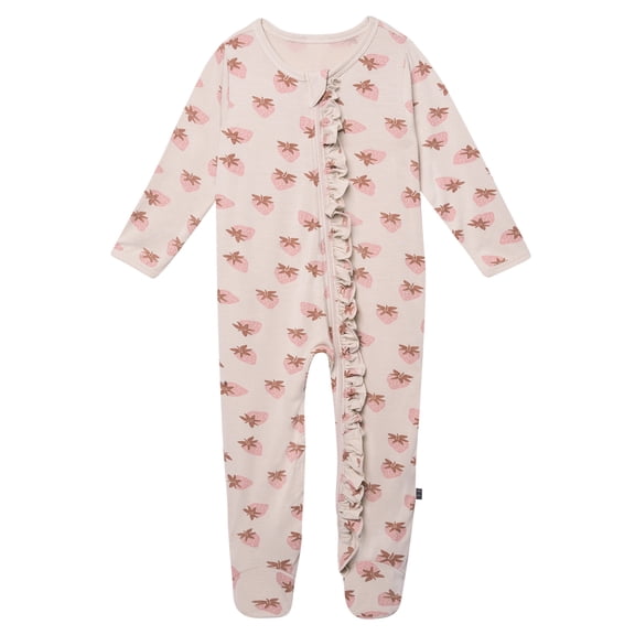 Modern Moments by Gerber Baby Neutral Viscose Two-Way Zip Ruffle Sleep ´N Play Footed Pajamas, Sizes Newborn - 6/9 Months